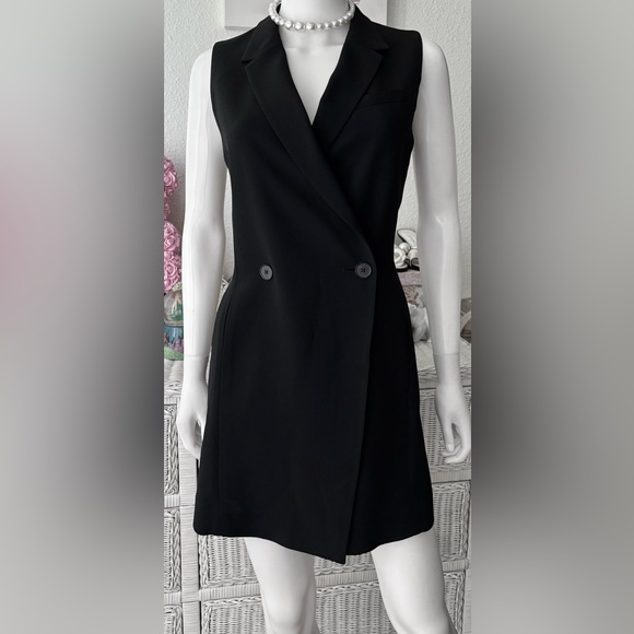 Aritzia Babaton Blazer Style Revealing Sleeveless Mini dress black color Size 6 - Picture 1 of 9